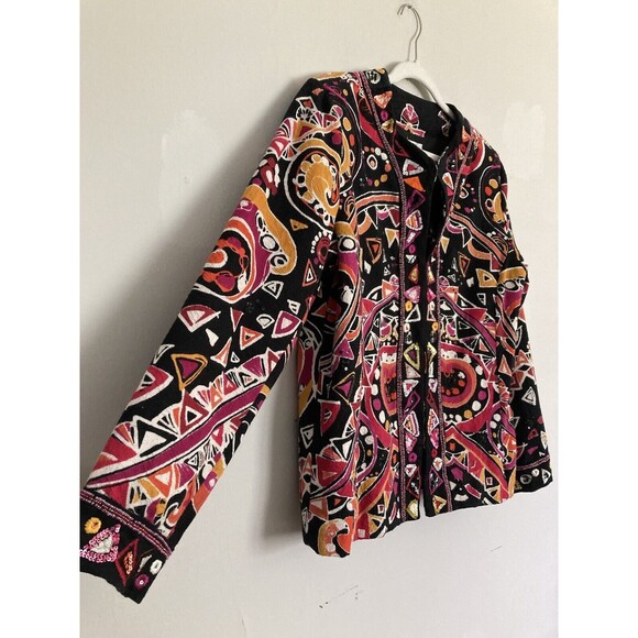 NEW Chico’s Embellished Calandra Jacket Sequins Black MEDIUM Made in India - Picture 2 of 16